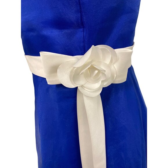 Vintage Alfredo Angelo Strapless Eletric Blue Dress With White Sash Rose Detail - Picture 5 of 8